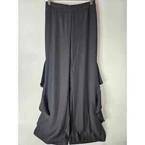 Venus Flowy Ruffle Flare Side Slit Pants Black Women’s Size 6 Beach Vacation